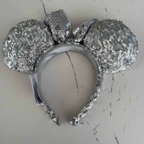 Disney Parks Silver Sequin Minnie Ears Headband - Picture 2 of 4